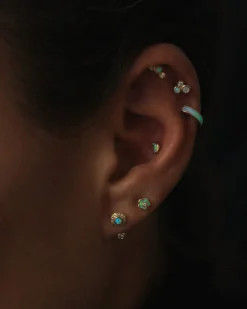 Pamela Love Piercing Jewelry|Bezel Set Crescent Stud