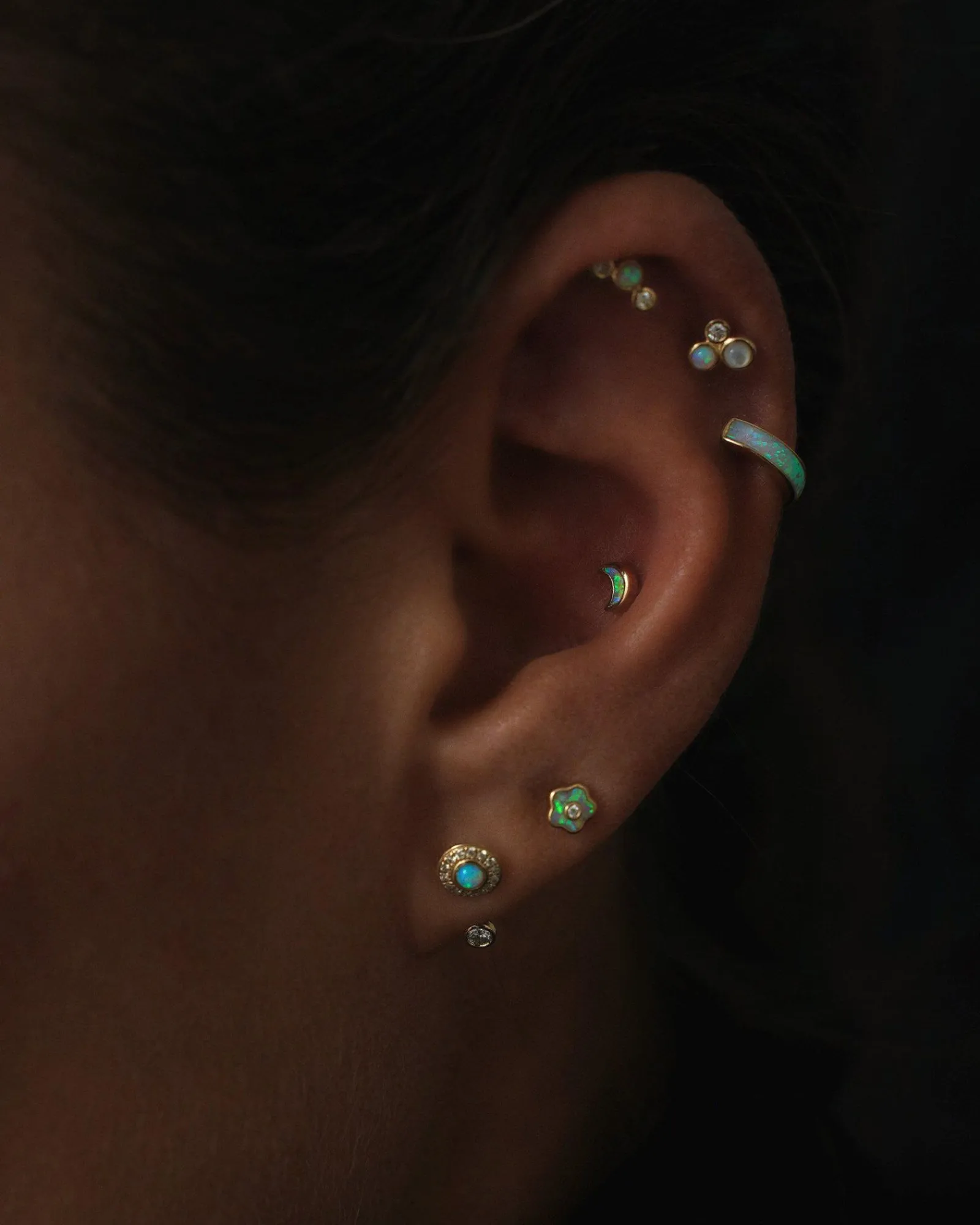 Pamela Love Piercing Jewelry|Bezel Set Crescent Stud