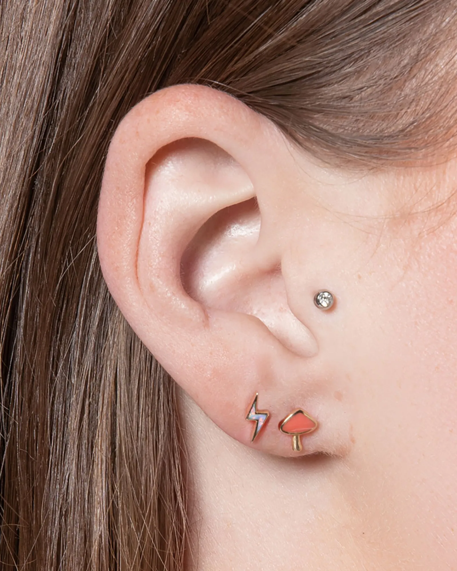 Pamela Love Piercing Jewelry|Inlay Mushroom Stud