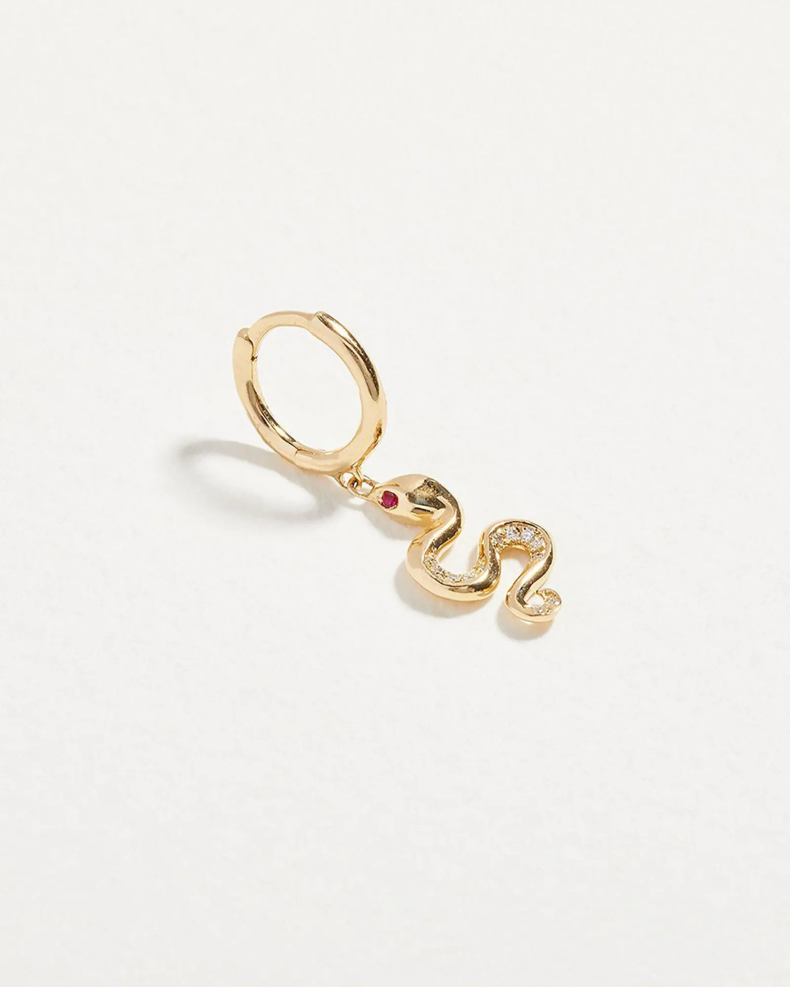 Pamela Love Earrings|Serpent Ruby Huggie
