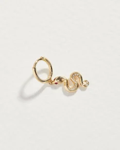 Pamela Love Earrings|Serpent Ruby Huggie