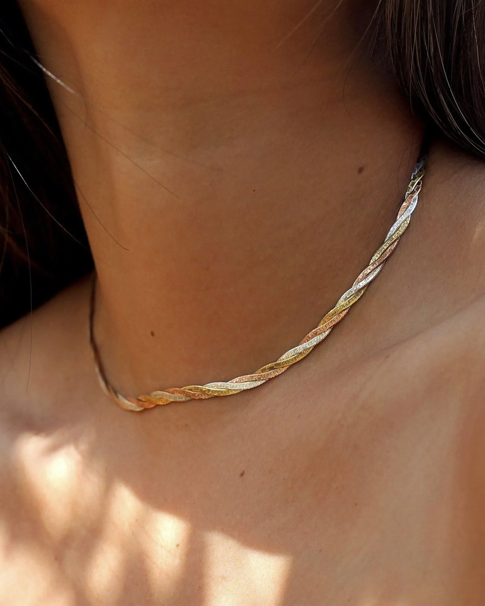 Pamela Love Necklaces|Twisted Tricolor Herringbone Chain 14"