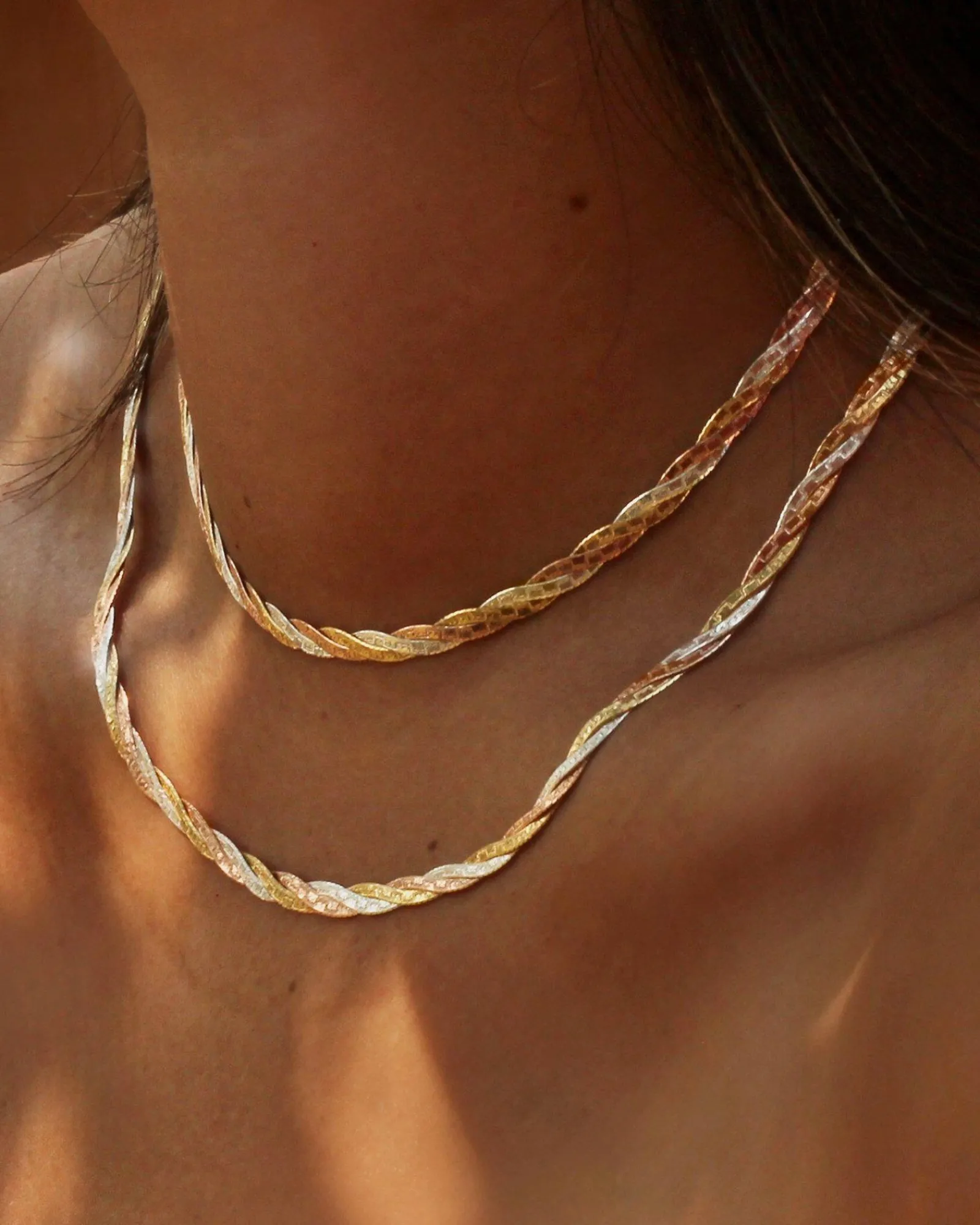 Pamela Love Necklaces|Twisted Tricolor Herringbone Chain 18"